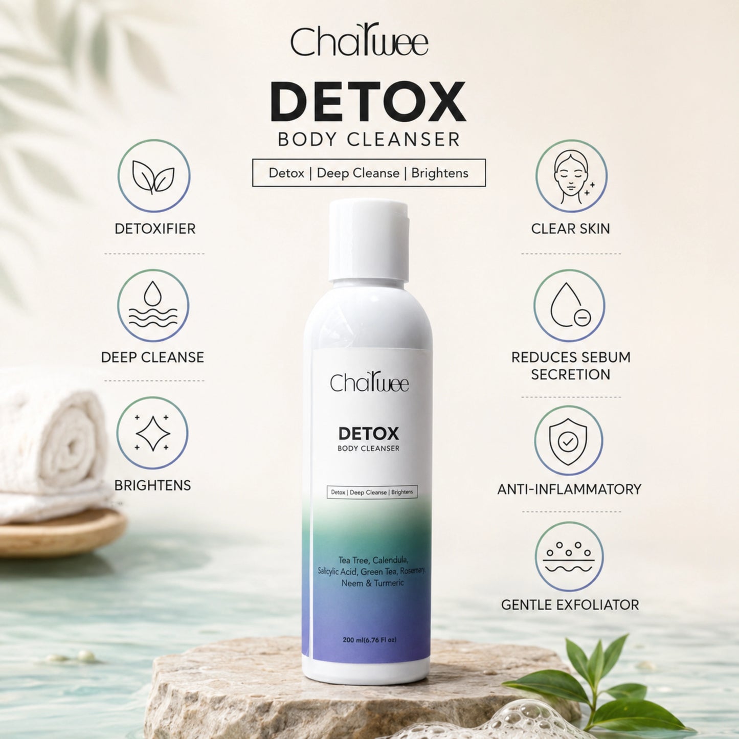 Charwee Detox Body Cleanser with Tea Tree & Salicylic Acid
