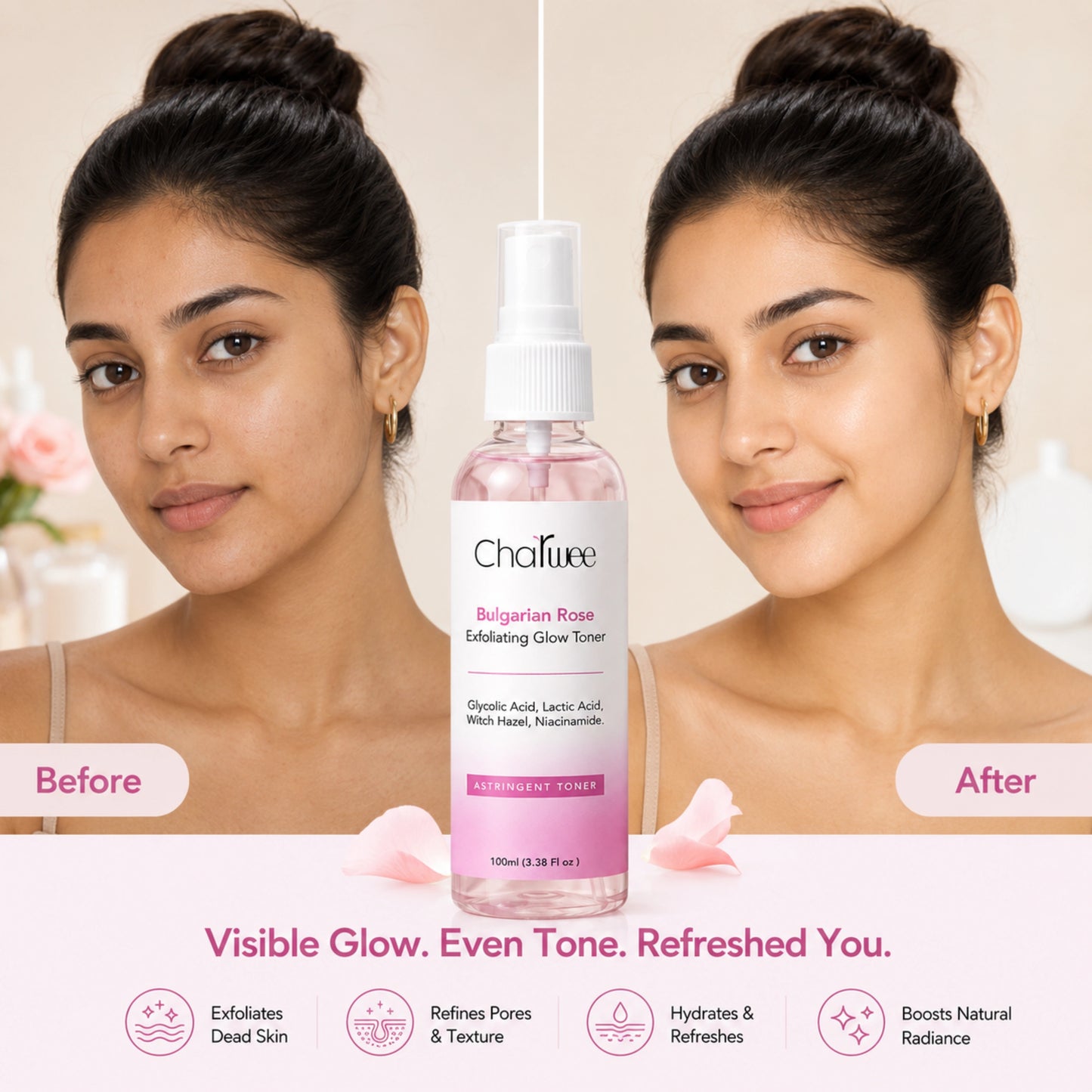 Charwee Bulgarian Rose Exfoliating Glow Astringent Toner