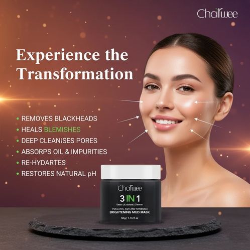 Charwee 3-in-1 Volcanic Ash & Minerals Brightening Mud Mask