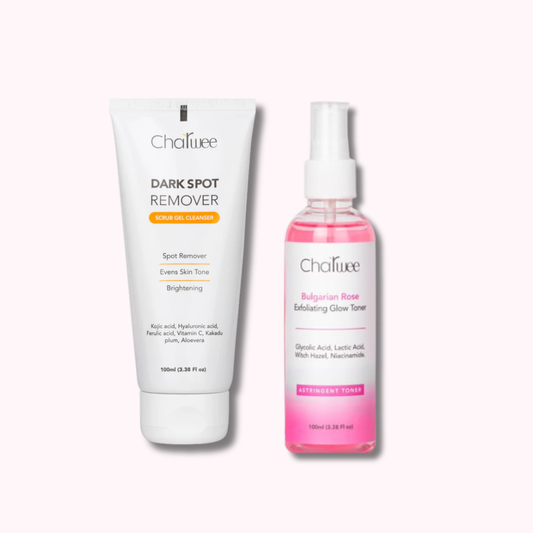 Dark Spot Remover Scrub Gel Cleanser & Bulgarian Rose Exfoliating Glow Astringent Toner