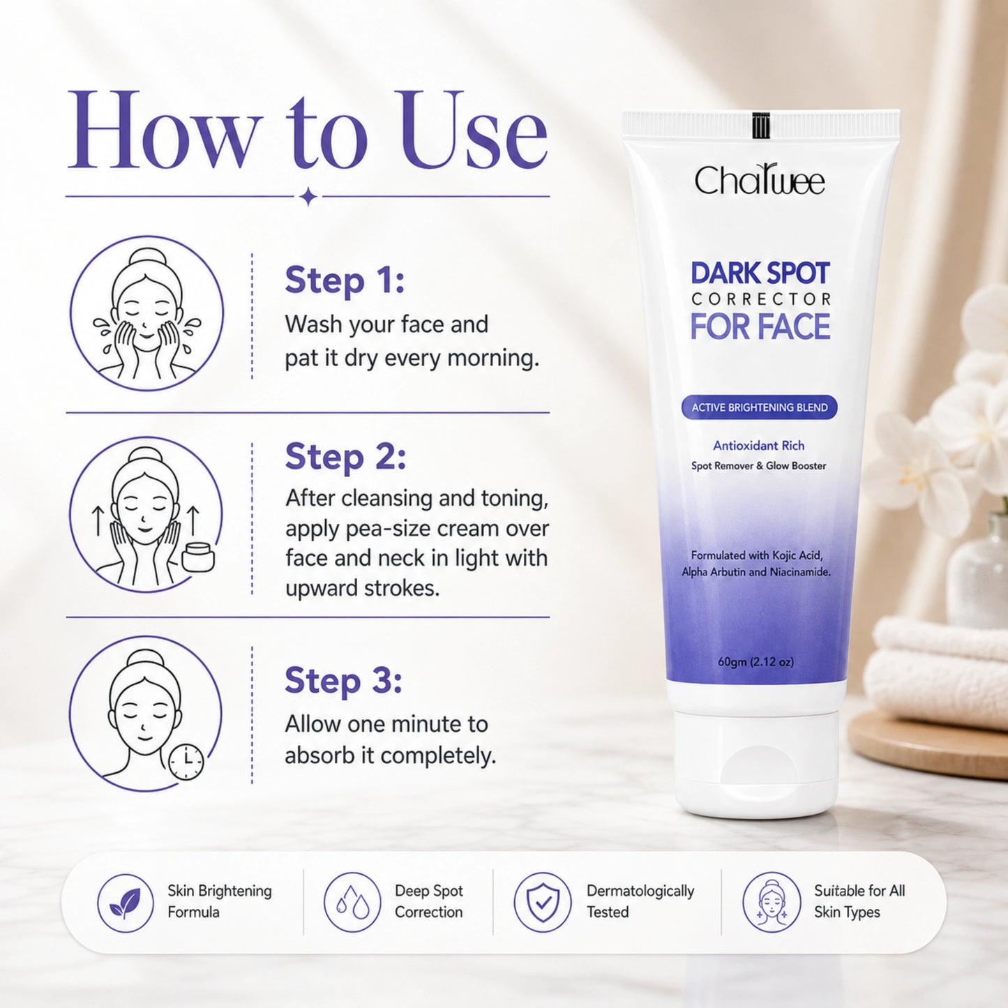 Charwee Dark Spot Corrector For Face with Active Brightening Blend