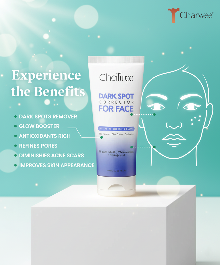 Charwee Dark Spot Remover Scrub Gel Cleanser & Dark Spot Corrector For Face with Active Brightening Blend