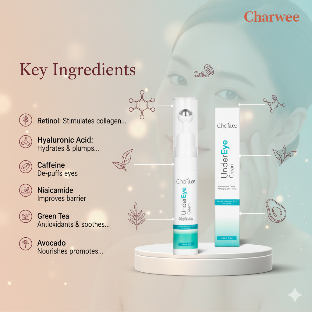 Charwee Under Eye Cream with Retinol & Caffeine
