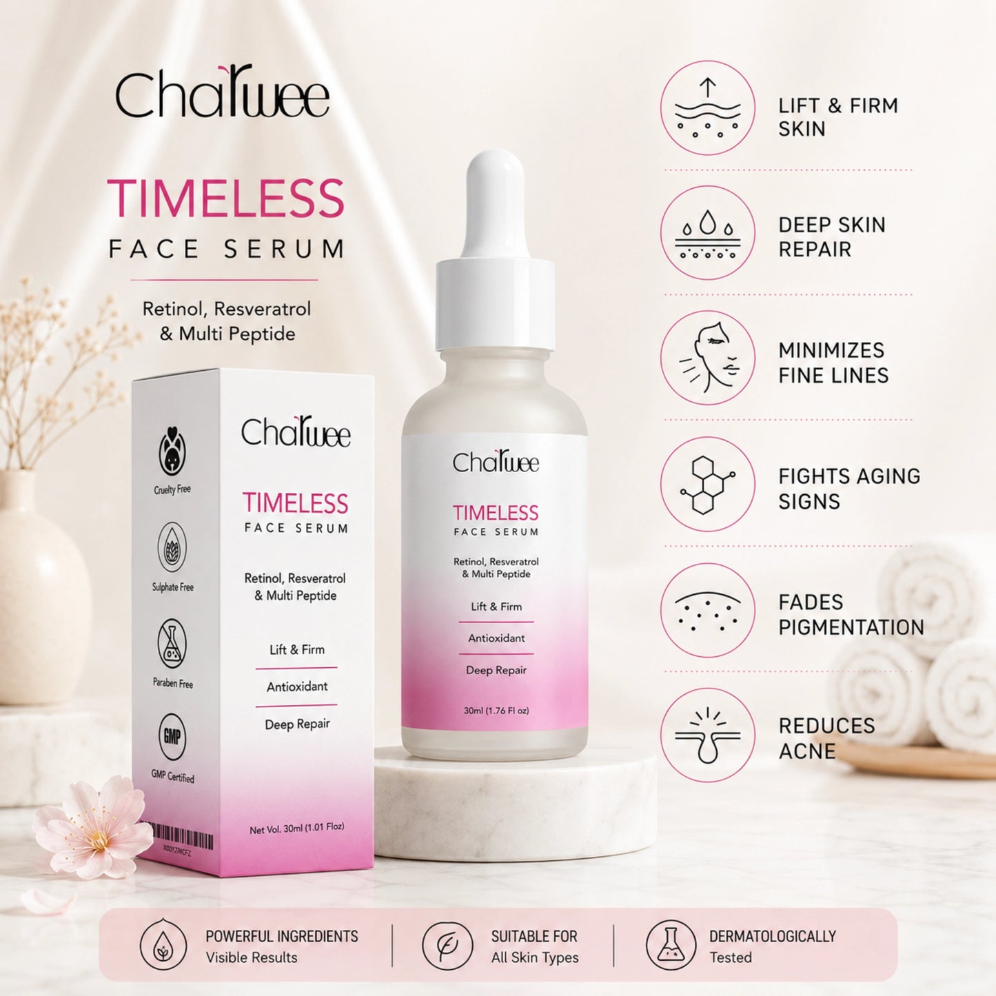 Charwee Timeless Face Serum with Retinol & Multi-Peptide