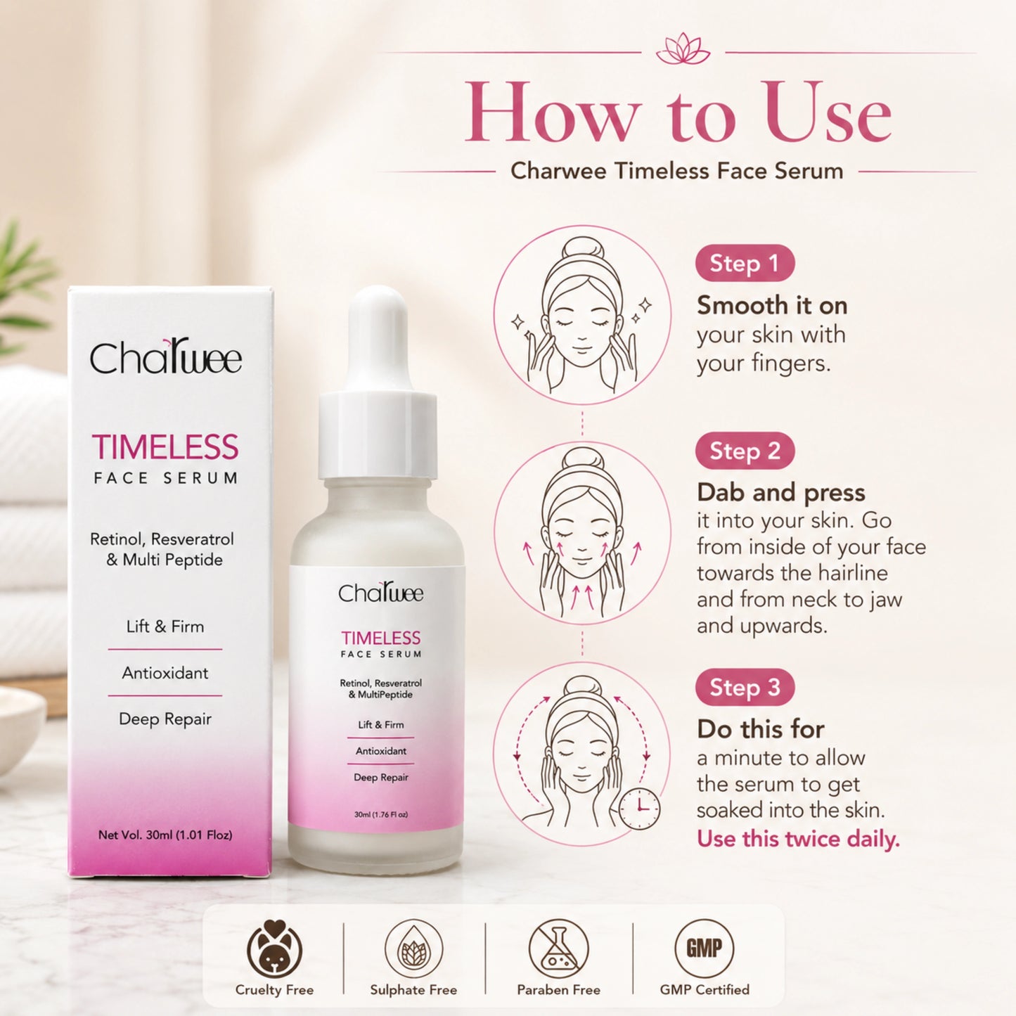 Charwee Timeless Face Serum with Retinol & Multi-Peptide